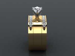 large canal bague de fiançailles bijoux l'engagement les diamants peg tête euro tige anneaux 3d print model - Mito3D