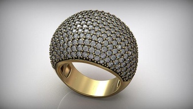 amplio cóctel pavimentar diamante mano anillo ajuste grande Boda plata oro joyería joya compromiso Moda lujo 3d print model - Mito3D
