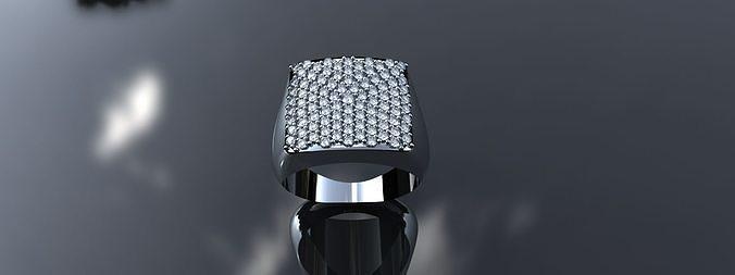 large diamant bague or argent luxe hommes bijoux brillant platine Jaune blanc diamants gemmes pierres précieuses rond imprimable anneaux 3d print model - Mito3D