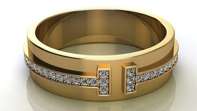 wide diamond ring size 17 mm jewelry gold printable luxury elegant fashion wedding jewel jewellery apparel tiffany beauty platinum gem brilliant rings 3d print model - Mito3D