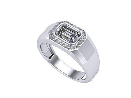 wide emerald diamond cushion ring golden silver jewellry jewelry rings 3d print model - Mito3D