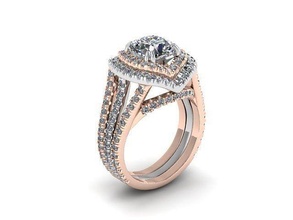 wide engagement ring diamond golden silver jewelry rings 3d print model - Mito3D