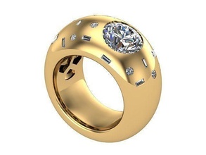 amplio dorado diamante anillo diamantes plata joyería joya anillos 3d print model - Mito3D