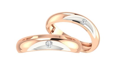 amplio solitario Pareja banda anillo 3dm stl Boda compromiso joyería imprimible joya diamante oro anillos novia novio platino bandas 3d print model - Mito3D