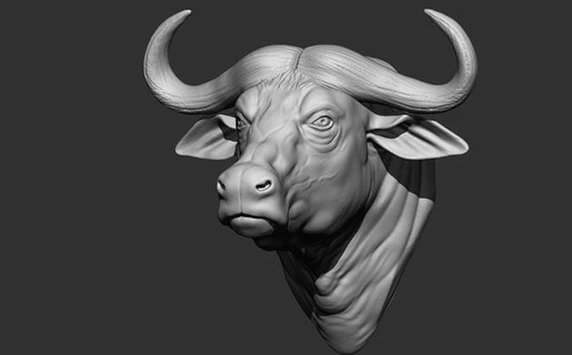 wild african cape buffalo 3d stl head model printing animals animal art sculptures 3d print model - Mito3D