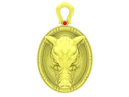 wild boar head oval pendant 3984 jewelry fashion accessories gold diamond new design pendants 3d print model - Mito3D