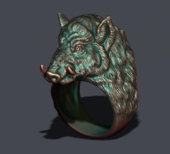 salvaje jabali anillo cerdo jabalí fauna silvestre cazar mamífero animal pumba cerdito cerdo oro joya joyería naturaleza imprimible anillos plata 3d print model - Mito3D