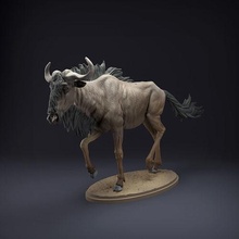 gnou 3d impression animal africain savane antilope créature réaliste miniature sculpture figurine jouet nature faune art sculptures 3d print model - Mito3D