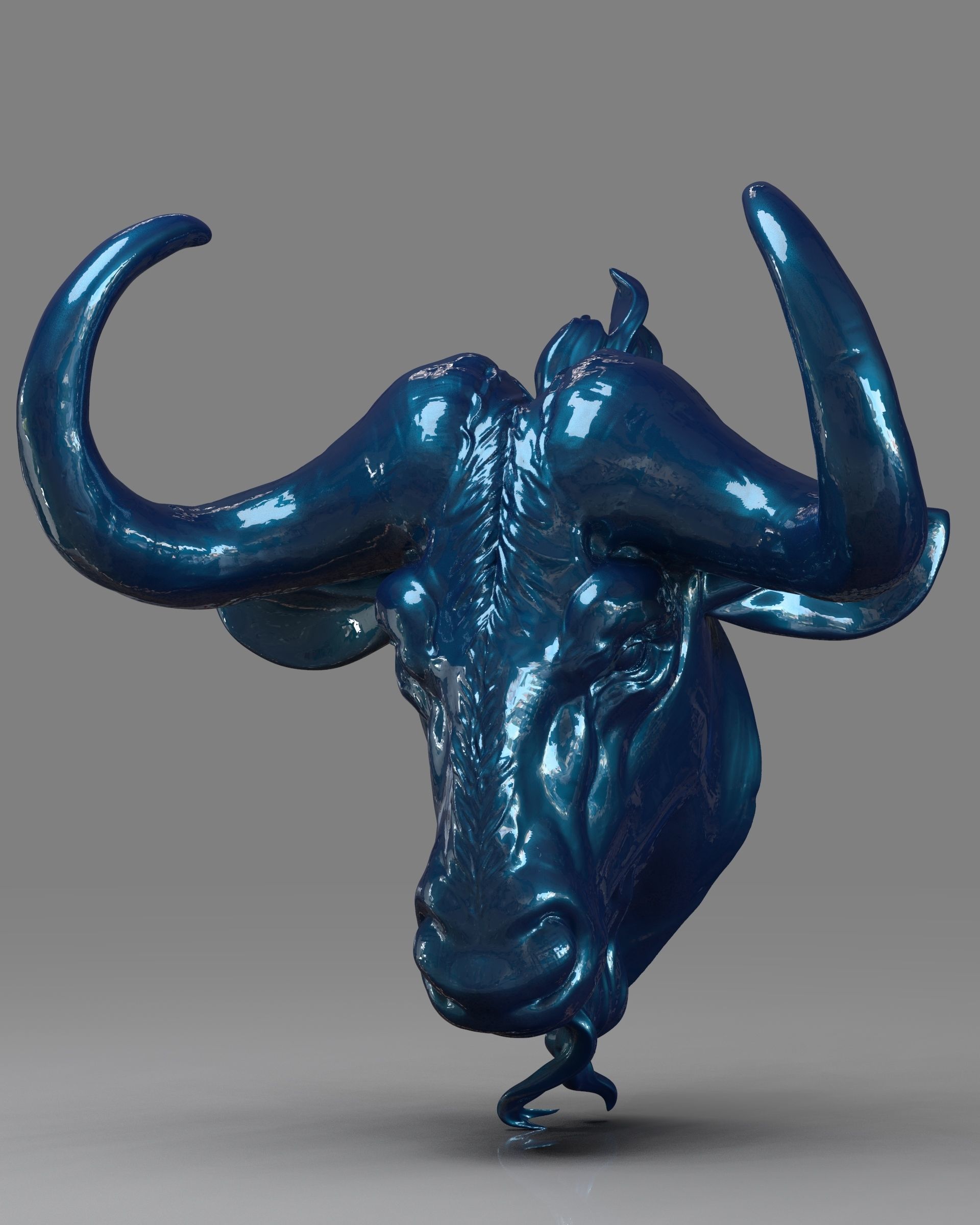 ñu cabeza art a los animales de mamíferos el africano safari fbx realista animal la naturaleza zoológico las esculturas 3D print model - Mito3D