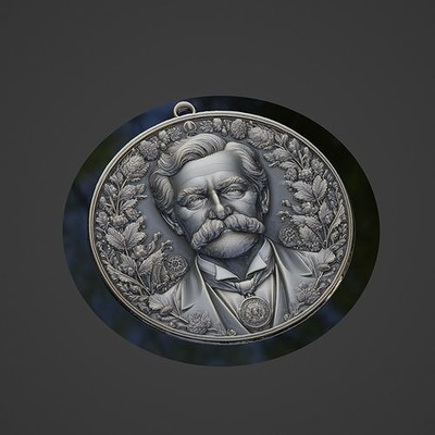 wilhelm conrad radiographie médaillon collier pendentif médaille historique scientifique science philosophe einstein voltaire newton bijoux broches 3d print model - Mito3D