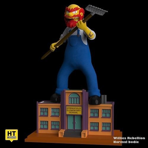 Willie simpson cartone animato carattere tv sculture Giochi giocattoli giocattolo Willy Springfield scuola elementare giardino giardiniere 3D print model - Mito3D