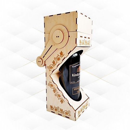 wine box cutout handle laser cut design bottle holder cutting dxf svg drawing vector template gift engraving glowforge hobby diy 3D print model - Mito3D