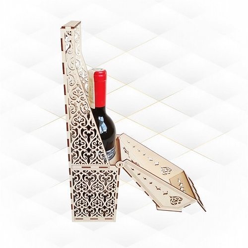 wine box pattern laser cutting design cut drawing bottle holder project svg vector template gift glowforge cnc hobby diy 3D print model - Mito3D