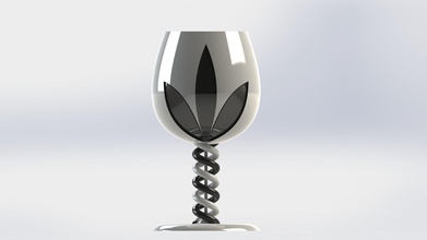 vino bicchiere spirale stelo modello versione 2 unico stampabile 3d casalinghi occhio cattura adulto modle casa cucina cenare 3d print model - Mito3D