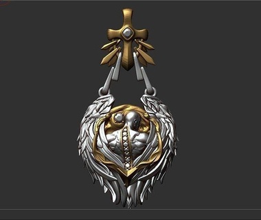 wing cross pendant jewelry jewel jewellery printable human wings high diamond sculpting pendants necklace feather art gold anatomy hollow 3d print model - Mito3D