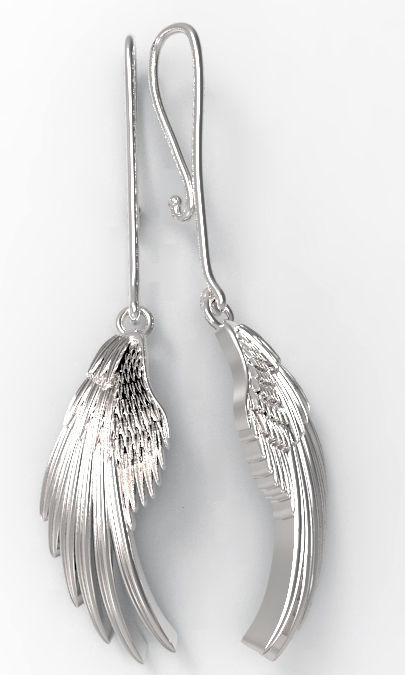 wing design earrings jewelry wings dainty designer unique beautiful 3D print model - Mito3D