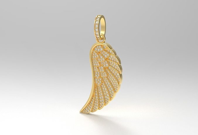 aile diamant pendentif or bijoux argent imprimable bijou platine Collier brillant pendentifs 3D print model - Mito3D