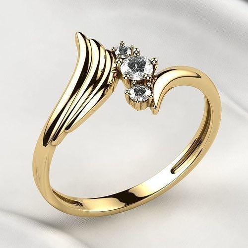 wing fashion gold ring jewel gem rhino rhodium plating 3dprint print diamond wedding engagement brilliant ruby sapphire emerald citrine branch jewelry rings 3D print model - Mito3D