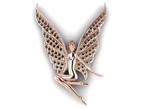 wing girl jewelry eaering pendant silver gold diamond women angel printable fashion jewellery cupid valentine passion scanned 3d models various pendants 3d print model - Mito3D
