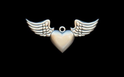 aile cœur pendentif ailes modèles or bijoux l'amour bijou anneaux pendentifs Corazon amor art imprimable 3d print model - Mito3D
