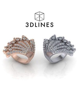 aile bijoux bague platine conception art or imprimable argent anneaux bijou diamant luxe mode gemme designer mariage engagement brillant carat 3d print model - Mito3D
