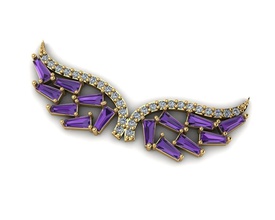 l'aile des colliers bijoux de les ailes joyau dimaond la baguette trapez pierre or 3d print model - Mito3D