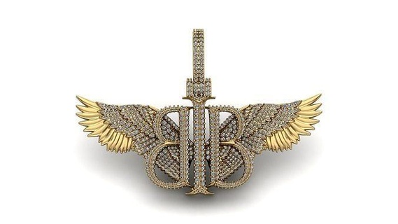 wing pendant wings diamond angel fly silver hiphop jewellery jewelry pendants 3d print model - Mito3D
