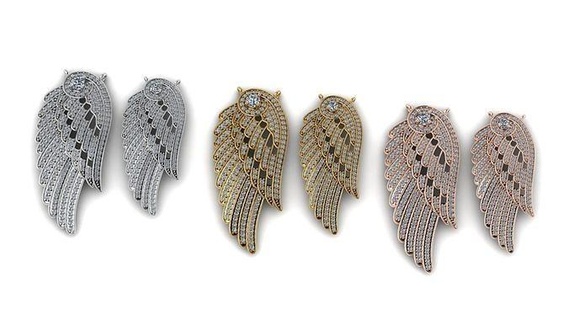 ala pendente oro gioielleria argento diamante gioiello 3d stampabile ciondoli 3d print model - Mito3D