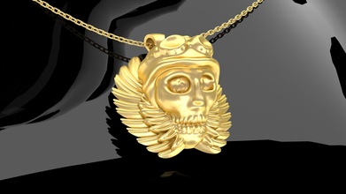 ala cráneo esqueleto colgante pendiente joyería joya oro plata imprimible anillo diamante Boda platino impresión modelo colgantes 3d print model - Mito3D