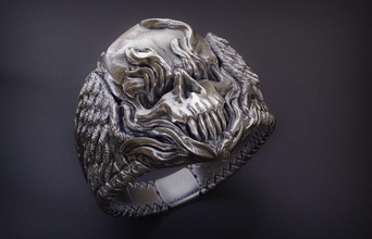 yangın kafatası yüzük kanatlı takı kanat Kaya moda skullart zbrush iskelet ztool altın Gümüş heykeltraşlık anlaşma indirim satış en iyi özgün tasarım 3d print model - Mito3D