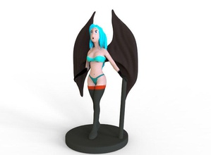 winged girl art anime beautiful evil woman fantasy fictional creature sculptures 3d print model - Mito3D