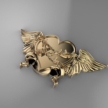 winged heart art barwire 3d model sculptures 3d print model - Mito3D