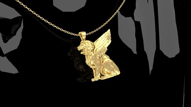 winged lion pendant jewelry gold silver wing angel 3d print model pendants printable diamond jewel jewellery wedding white brilliant 3d print model - Mito3D