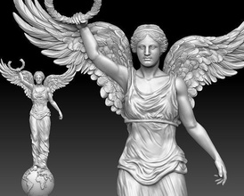 winged victory nike cnc relief statue samothrace sculpture hellenistic myth wings olympus mythical fantasy fictional creature art sculptures artcam coins badges 3d print model - Mito3D