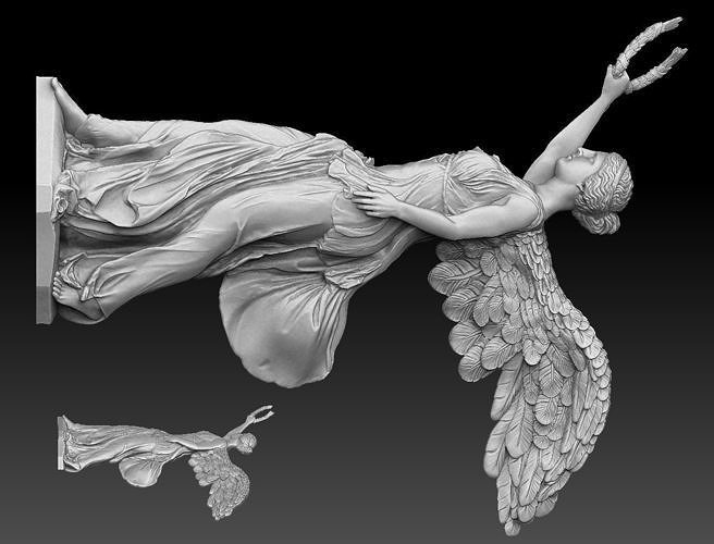 kanatlı zafer of samothrace nike yeniden yapılanma cnc rahatlama heykel klasik helenistik phidias antik yunanistan kanatlar olympus efsanevi heykeller melek heykelcik madeni paralar rozetler sanat 3D print model - Mito3D