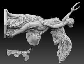 winged victory of samothrace nike reconstruction cnc relief statue sculpture classical hellenistic phidias antique greece wings olympus mythical sculptures angel statuette coins badges art 3d print model - Mito3D