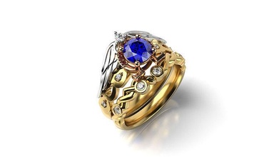 kanatlar omega gelin Ayarlamak takı altın nişan düğün yüzük yan bant elmas yakut safir platin yazdırılabilir mücevher parlak yılan yüzükler 3d print model - Mito3D