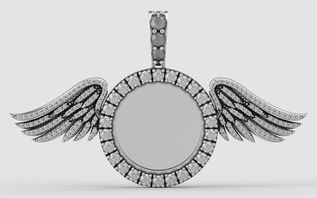 wings picture memory pendant photo photopendant angel wing rip jewelry gold diamond silver jewellery necklace fashion beauty gem pendants gems grave 3d print model - Mito3D