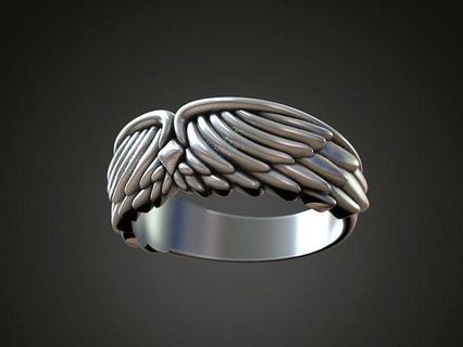 alas plumaje motociclista anillo hombres mujer joyería joya ángel pluma águila volar pájaro anillos 3d print model - Mito3D