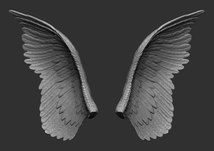 wings printable 1 angel sculpture wing feathers art sculptures 3d print model - Mito3D