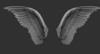 kanatlar yazdırılabilir 3 kanat heykel uçan kuş tüyü sanat heykeller 3d print model - Mito3D