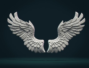 wings relief ii feather angel bird eagle air fly haven art sculptures deco 3d print model - Mito3D