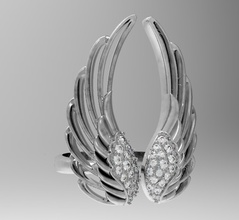 wings ring earrings love romance design symbol gift jewel jewelry jewellery earring silver gold gems angel cute fashion style rings 3d print model - Mito3D