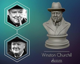 winston churchill buste sculpture politicien art portrait statue homme sculptures 3dprint ministre uni royaume 3d print model - Mito3D