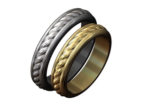 cable trenza anillo boda compromiso perfil moda joyería joya imprimible oro plata libra esterlina lujo moderno sencillo trenzado cuerda menring hombres anillos 3d print model - Mito3D
