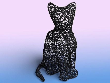 wire cat - sla print animal pet friend art poly object sculptures ethereal decor sophisticated 3d print model - Mito3D