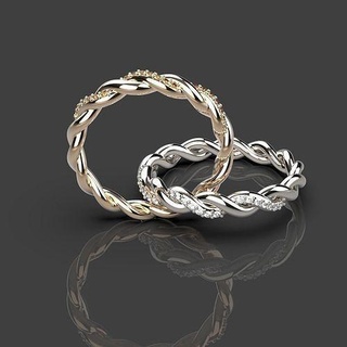câble bague imprimable sterling mode mariage diamant natte corde beauté engagement vintag bijoux anneaux 3d print model - Mito3D