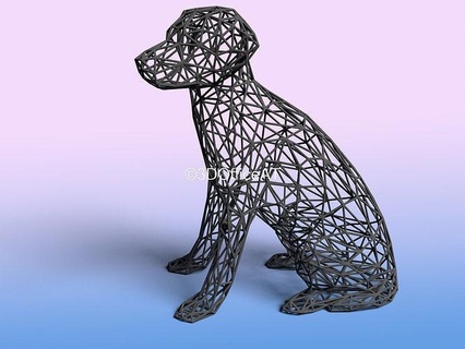 wired labrador - 3d wire art animal dog wireart meshwire sculptures 3d print model - Mito3D