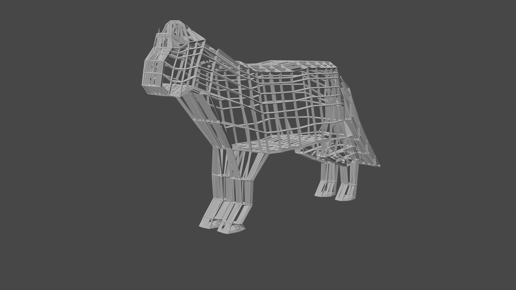 wireframe cat sculpture 3d 3dprint feline showpiece animal art sculptures 3D print model - Mito3D