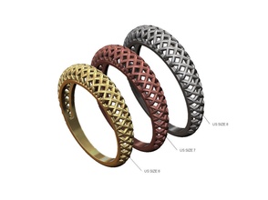 wireframe dome ring wedding engagement fashion jewelry printable gold silver jewellery sterling luxury pattern signet accessories braided rope wire twisted rings 3d print model - Mito3D